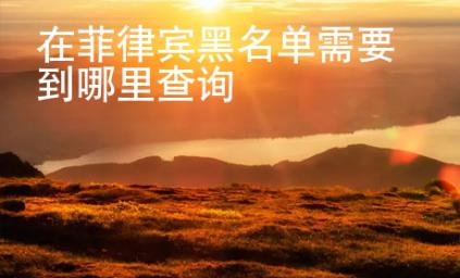 在菲律賓黑名單需要到哪里查詢