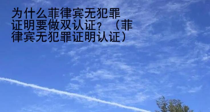 <strong>為什么</strong>菲律賓無犯罪證明要做雙認(rèn)證