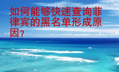 如何能夠快速查詢菲律賓的黑名單形成原因