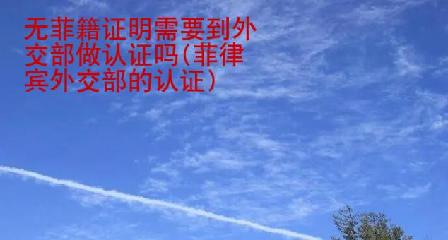 無菲籍證明<strong>需要</strong>到外交部做認(rèn)證嗎(菲律賓外交部的認(rèn)證)