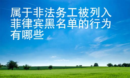 屬于非法務(wù)工被列入菲律賓黑名單的行為有哪些