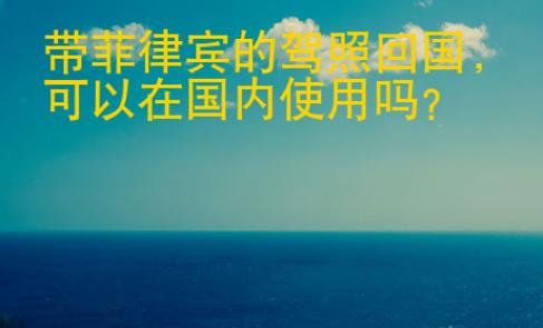 帶菲律賓的駕照回國